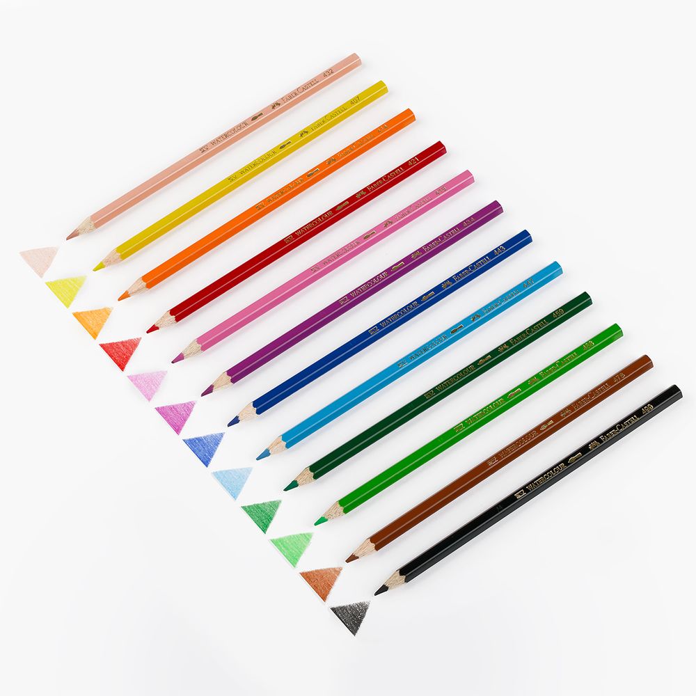 Карандаши акварельные Faber-Castell, 12цв+кисть, картон, европодвес