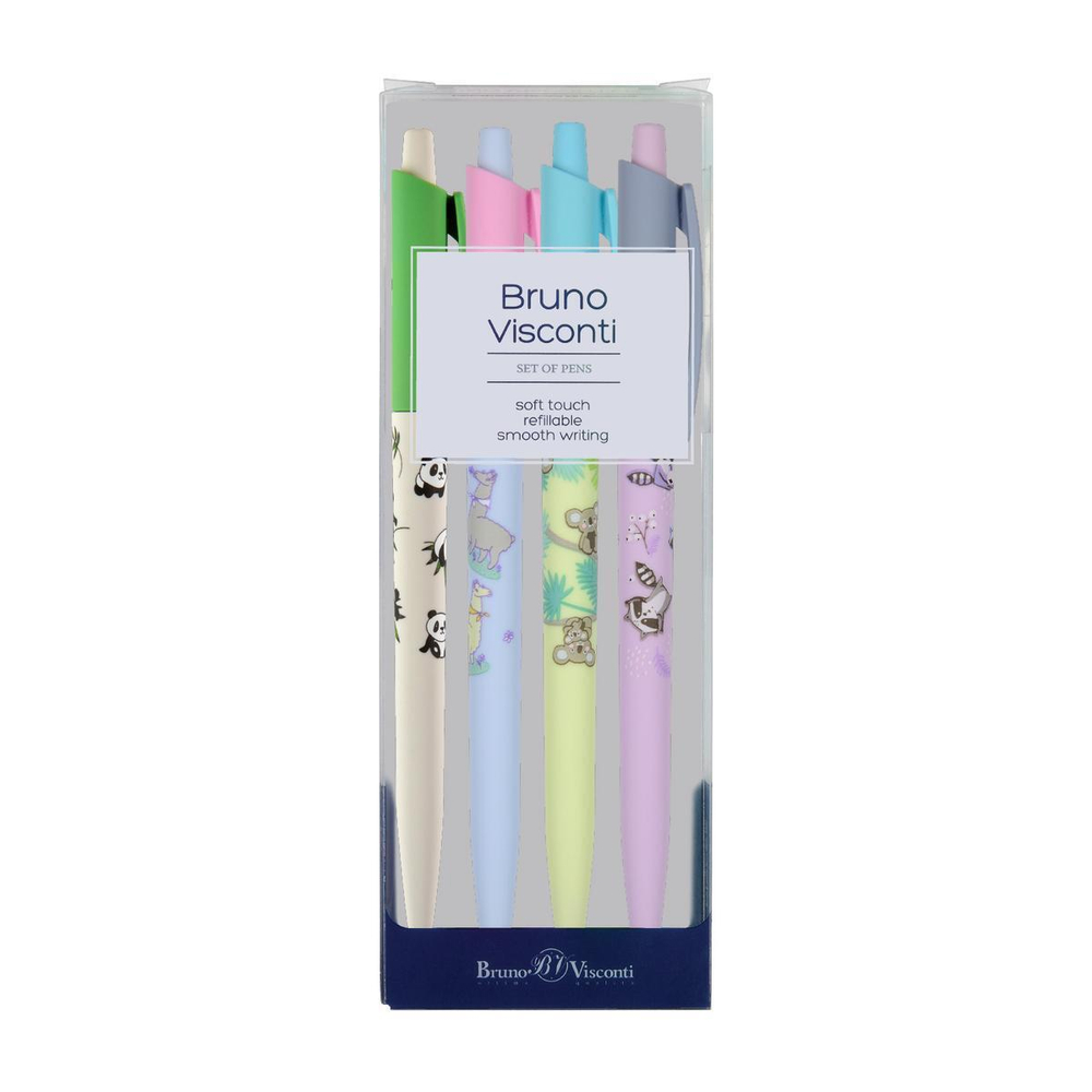 Набор ручек 0,5мм синяя "HappyClick. Sweet Animals" 4 шт (Альт)