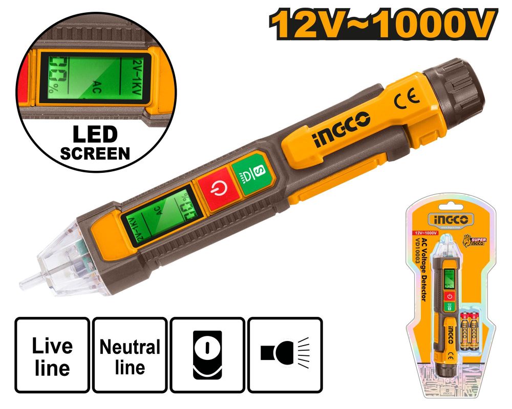 Отвертка индикаторная бесконтактная INGCO VD210003 1000 В