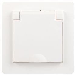 Розетка Intro Style 7-209-01 с заземлением 2P+E Schuko с крышкой шторками 16А-250В IP44 СУ белый