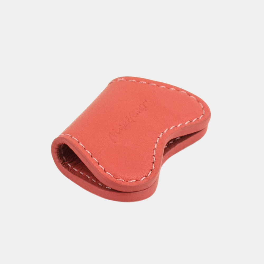 Держатель для наушников Papillon из кожи теленка, кораллового цвета
