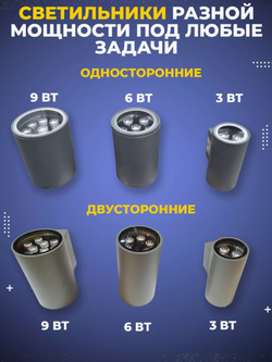 Уличный 1-лучевой фасадный архитектурный светильник 9W