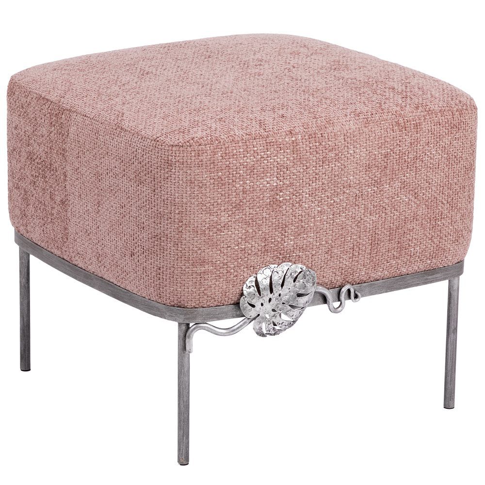 Банкетка Monstera Deliciosa (Монстера) Квадро Фламинго Античное серебро