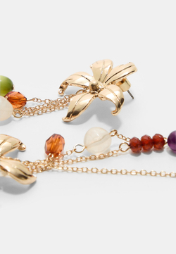 STRADIVARIUS Серьги-цветы из бисера, золотой