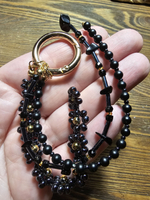 Обвес на сумку, брелок для ключей, подвеска авторская ручная работа с добавлением натуральных камней "Черные ромашки"