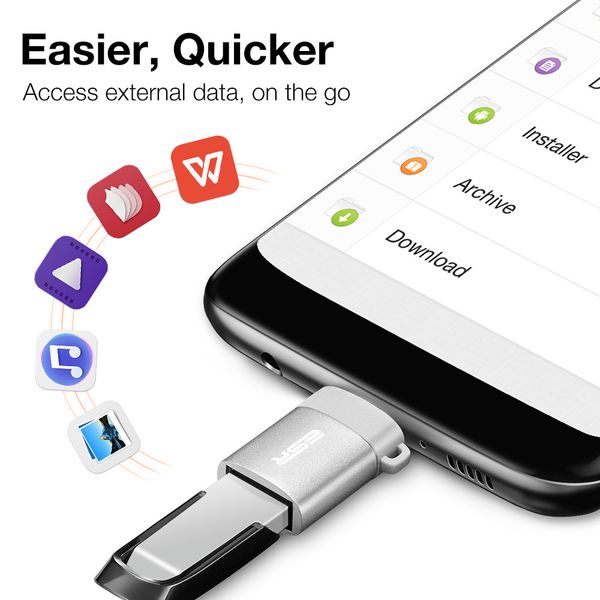 Адаптер ESR Converter USB-A/ Type-C USB 3,0 до 5 Гбит/с (серый)