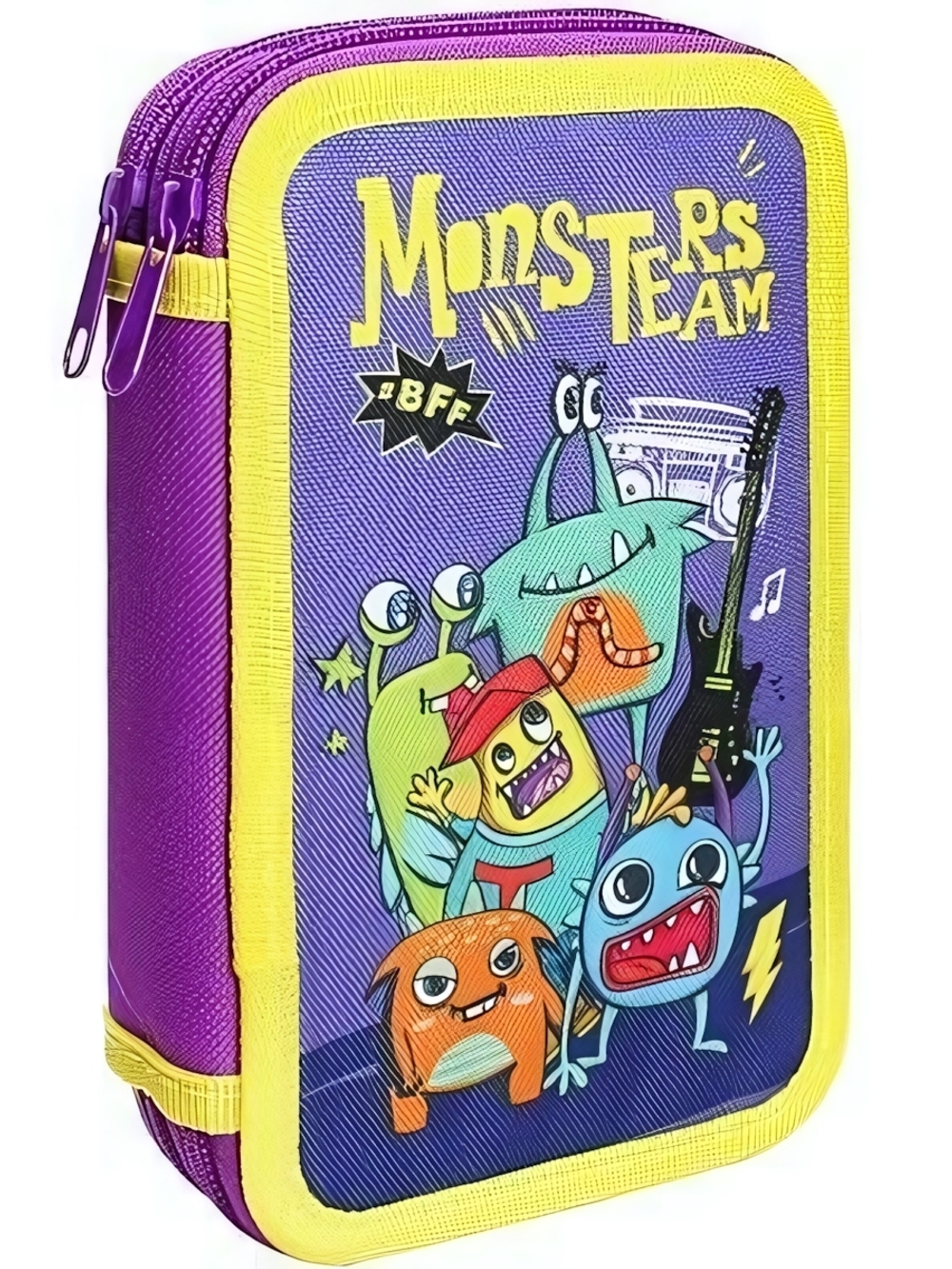 Пенал 2-секц, печать на ткани Коллектив монстриков (ПН-3806) (Проф-пресс)