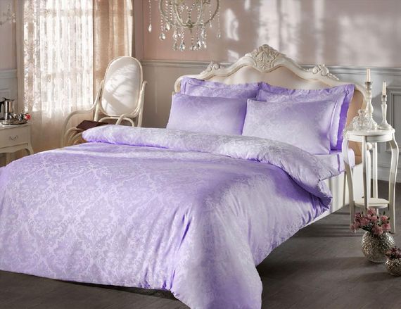 Постельное белье BAMBURA  лиловый жаккард deluxe TIVOLYO HOME Турция