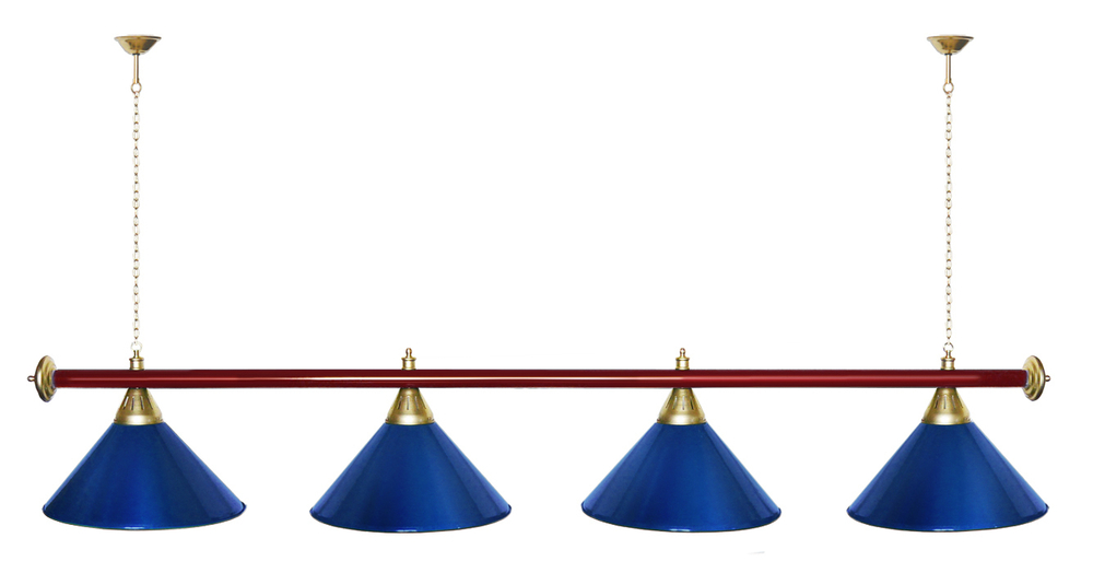 Лампа STARTBILLIARDS 4 пл. (плафоны зеленые,штанга золотая,фурнитура золото)