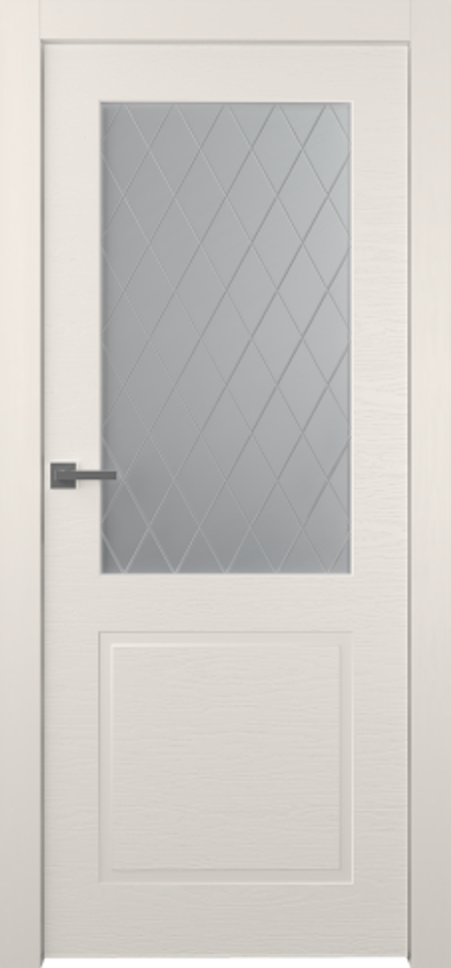 Дверь Стелла 2 / Цвет Эмаль жемчуг / Мателюкс белый витраж / Двери Belwooddoors