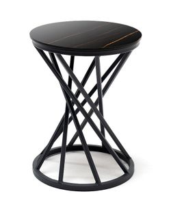 "Сантьяго" журнальный стол из HPL круглый Ø40 H55, каркас из стали темно-серый (RAL 7024), цвет столешницы "черный мрамор"