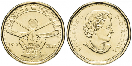 Канада 1 доллар, 2017 100 лет хоккейному клубу Торонто Мейпл Лифс