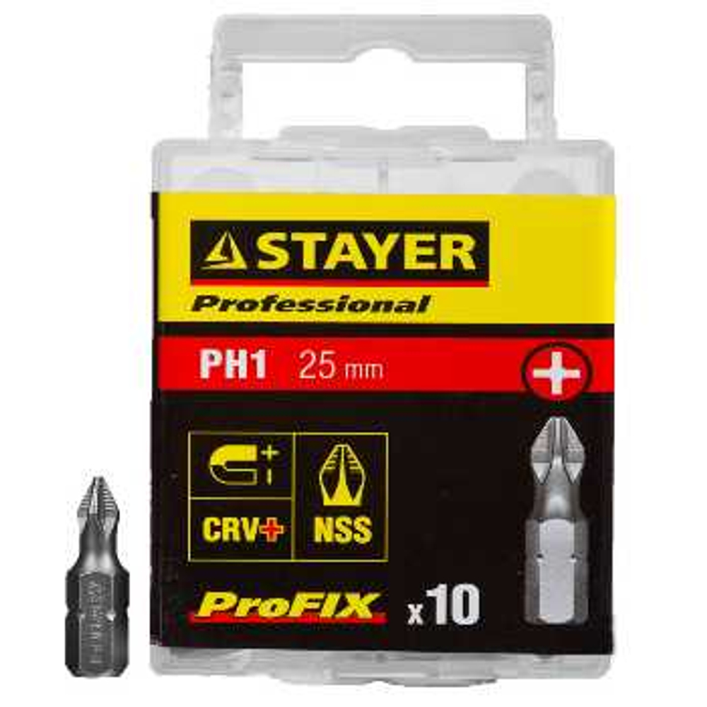 Биты для шуруповёрта 25 мм PH1 10 шт STAYER, 26201-1-25-10_z01