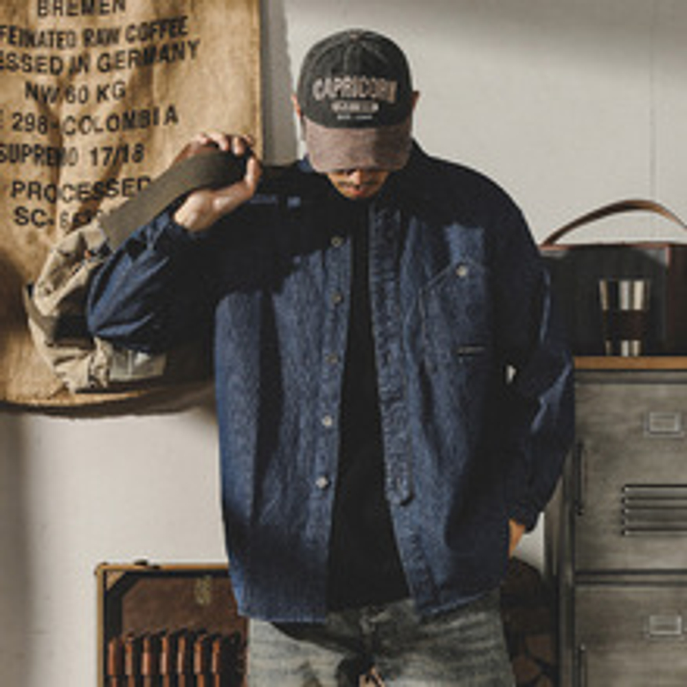 Jerenault 320g полосатая рубашка в полоску для мужчин с длинными рукавами весной и осенью толстая американская повседневная свободная древняя рубашка