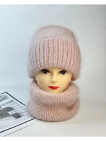 комплект шапка с шарфом- снуд зимний вязаный