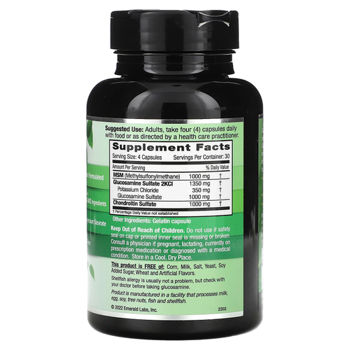 Emerald Laboratories, Глюкозамин и хондроитин + МСМ, 120 капсул