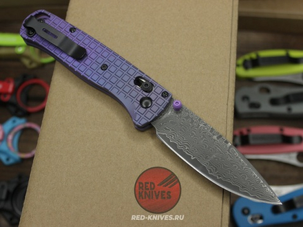 Нож Benchmade 535 Bugout Frag Titanium Damascus A+++ - фиолетовый титан, клинок дамаск