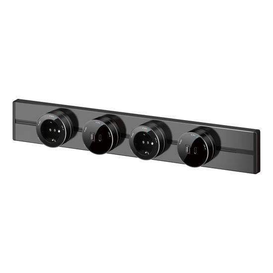 MULTITRACK Розетка 2хUSB (тип А+С) 18 Вт, 5 В/3 А АНТРАЦИТ