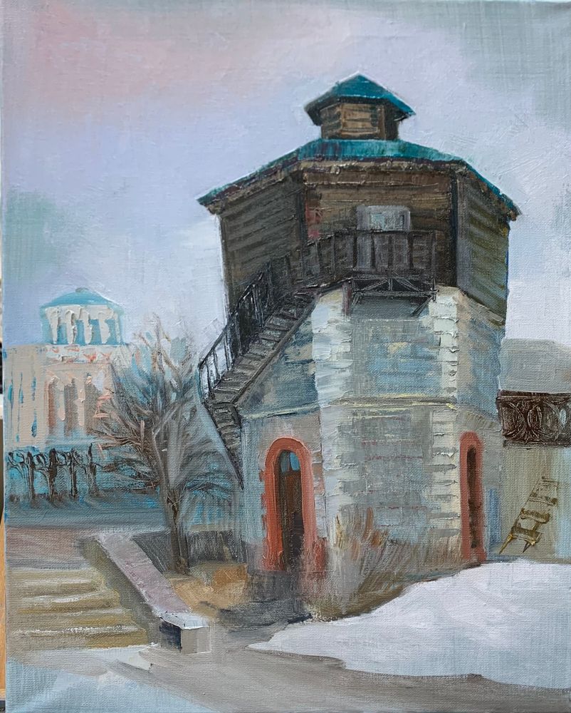 открытка &quot;Водонапорная башня&quot; Екатеринбурга(живопись Инны Кокорниковой)