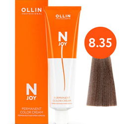 OLLIN PROFESSIONAL N-JOY - перманентная крем-краска для волос, 8/35 светло-русый золотисто-махагоновый, 100 мл