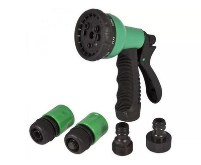Набор для полива 5 предметов (пистолет 8 режимов, коннектор 3/4 (2шт) соединитель штуцерный), E1M