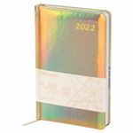 Ежедневник датированный 2022 А5 138x213 мм BRAUBERG "Holiday", "зеркальный кожзам", золотистый, 112747