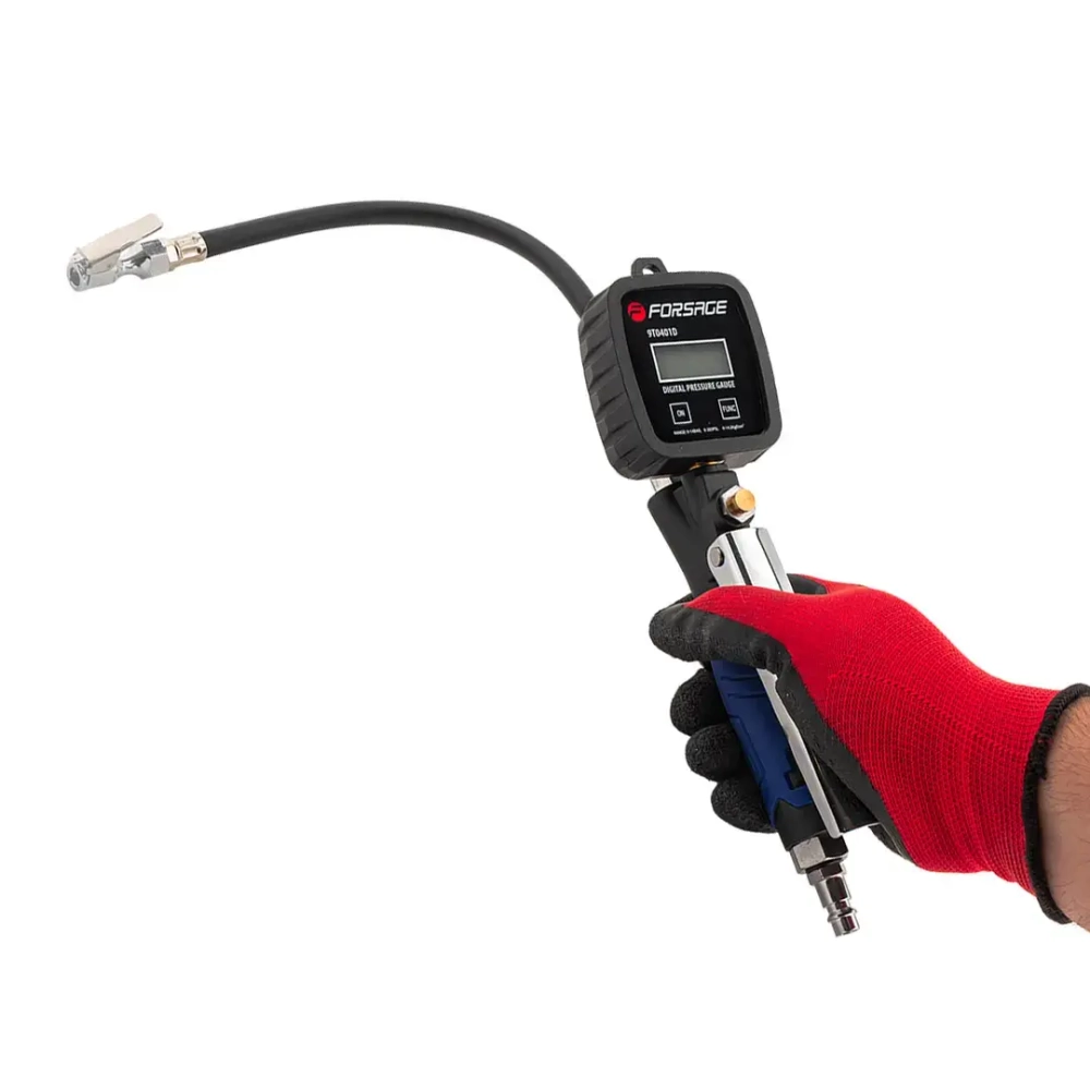 Пистолет для подкачки шин с цифровым манометром, шлангом и жестким удлинителем для грузовых а/м(0-14bar,psi,bar,kpa,kg/cm2, раб. t -18 +40гр) Forsage F-9T0401D