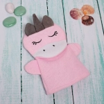 Мочалка-варежка для тела детская «Water Magic - Единорожек Люси», цвет розовый, 17*24 см (ZIP пакет)