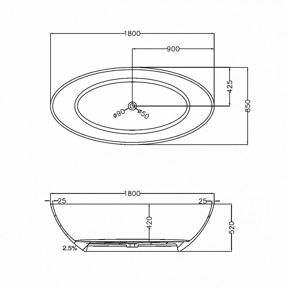 Ванна Abber Kristall 180x85 AT9702Vesuvian оливковая
