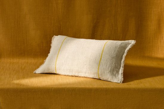 Чехол для подушки Lidore из бежевого льна с желтыми полосами, 30 x 50 см