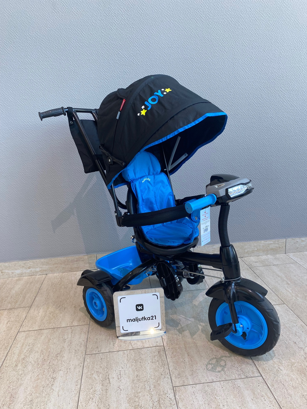 Велосипед С МУЗЫКАЛЬНОЙ ПАНЕЛЬЮ 3-х колесный арт. ВДН4М/3 Голубой с черным