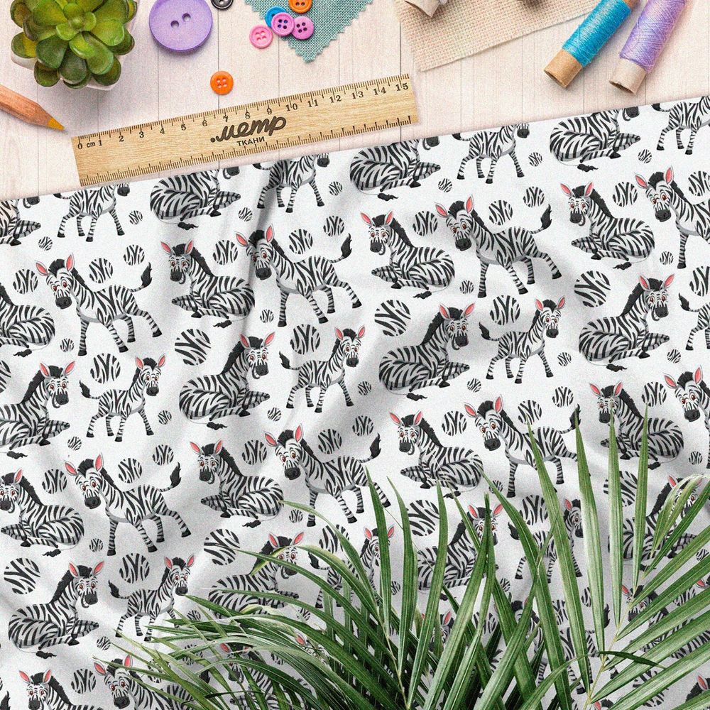 Ткань бифлекс веселые зебры