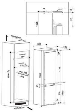 Встраиваемый холодильник Whirlpool SP40 802 EU