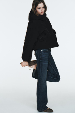 ZARA СТЕГАНАЯ ВЕТРОЗАЩИТНАЯ КУРТКА WATER REPELLENT, ЧЕРНЫЙ