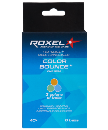 Мяч для настольного тенниса 1* Color Bounce, 6 шт.