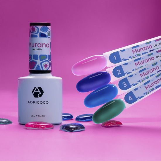 Гель-лак Murano No04 зеленый витражный, ADRICOCO, 8 мл