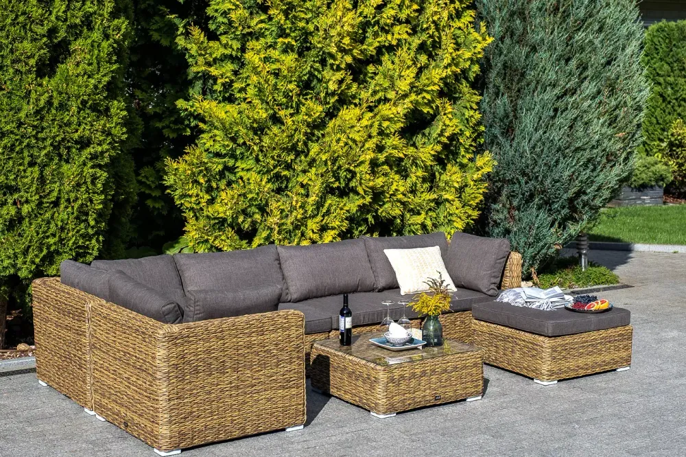 "Лунго" модуль диванный угловой с подушками, цвет соломенный (гиацинт)