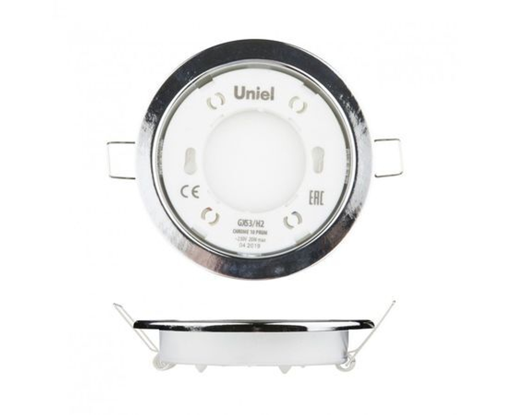 Светильник Uniel ультратонкий встраиваемый GX53-H2 CHROME 10 PROM Хром - 10 штук