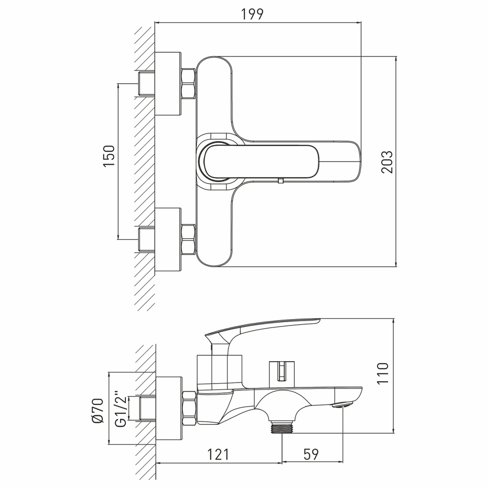 Смеситель для ванны 30k MIXLINE ML21-01 "Elegant" "АКЦИЯ"