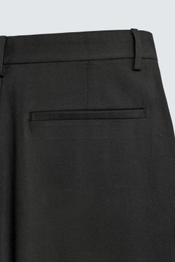 ZARA БРЮКИ RELAXED FIT СО СКЛАДКАМИ, ЧЕРНЫЙ