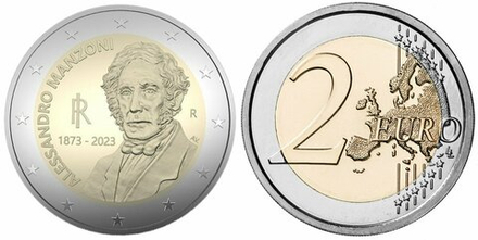 Италия 2 евро, 2023 Алессандро Мандзони