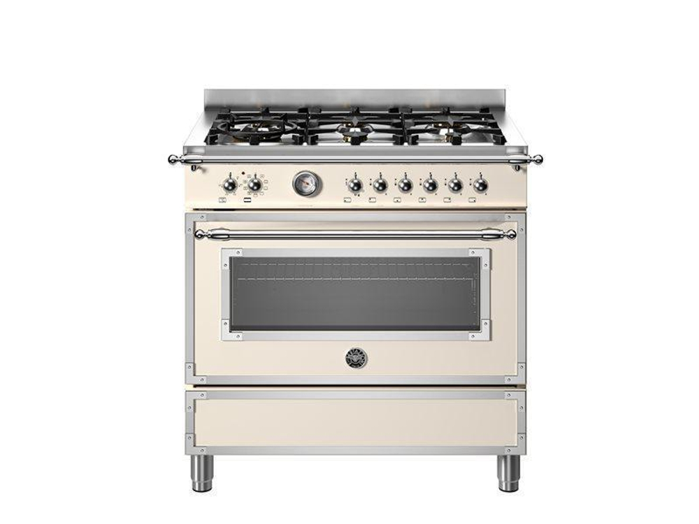 Варочный центр Bertazzoni, 6 газовых конфорок, два многофункциональных электрических шкафа, Heritage, 120 см Черный матовый