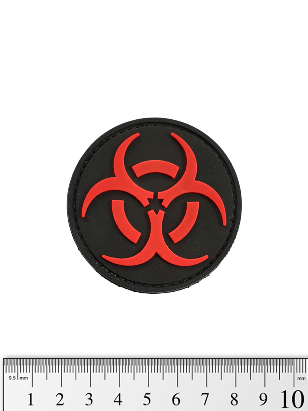 Шеврон Biohazard круг PVC 6 см. Чёрно-красный
