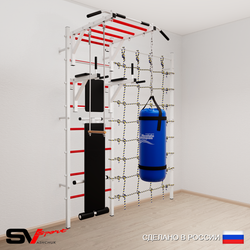 Шведская стенка Sv Sport 55330 (Турник рукоход/Брусья/Скамья/Трапеция/Цепь/Мешок 30кг/Канатный лаз)