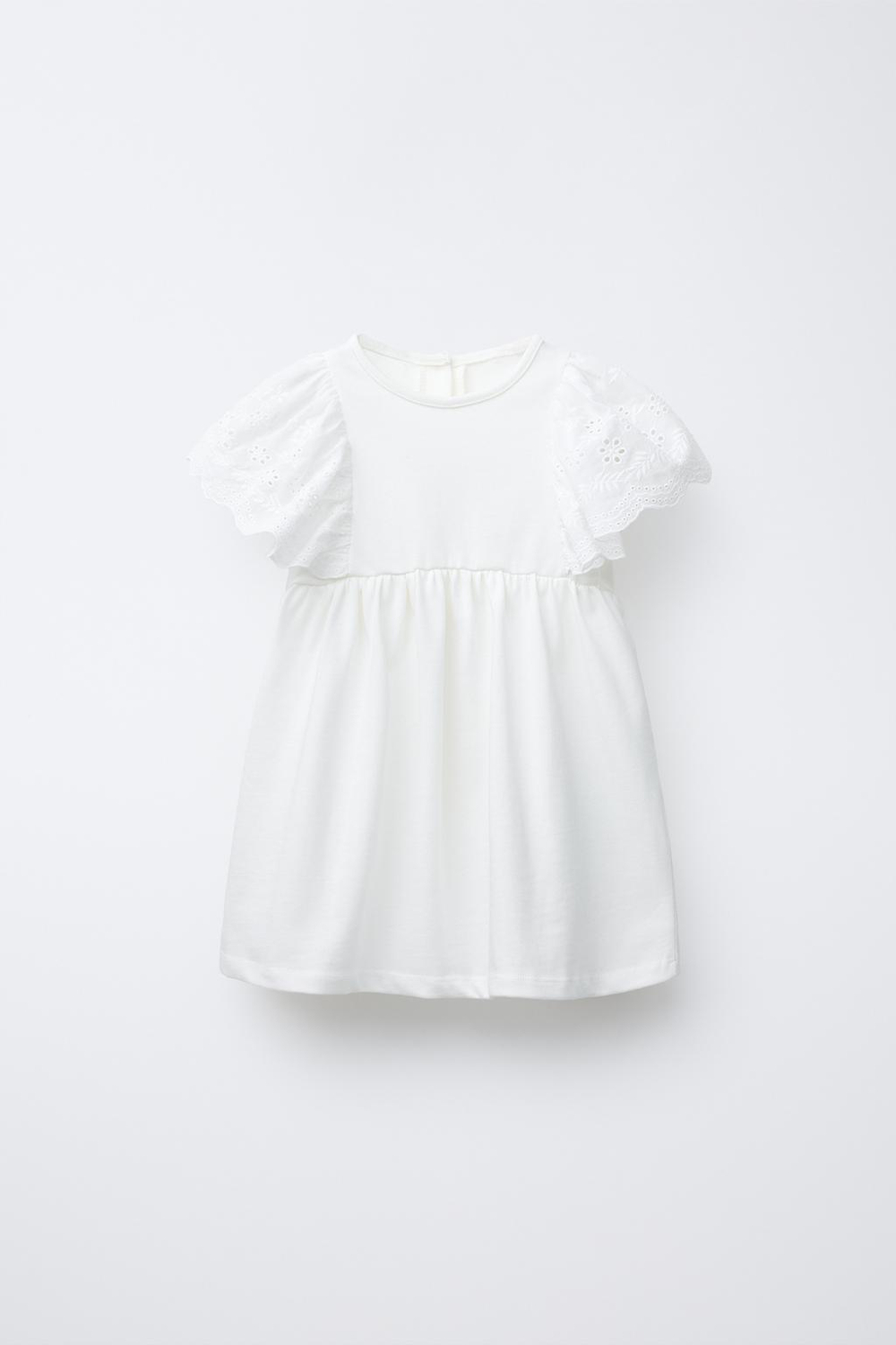 ZARA КОМБИНИРОВАННОЕ ПЛАТЬЕ С ВОЛАНАМИ, БЕЛЫЙ