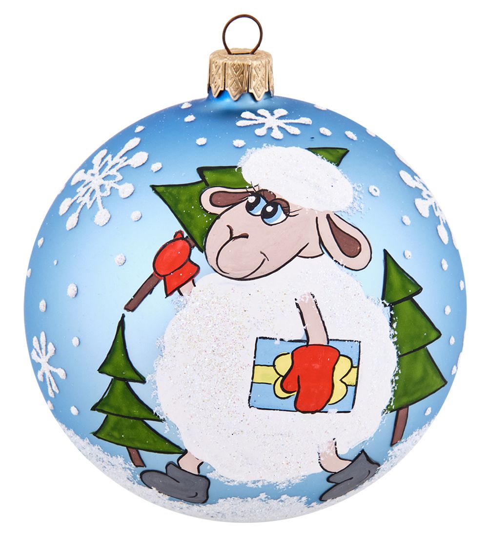 Элита НФШ-1680 Ел.украшение Шар «Барашек с ёлкой» 100 мм