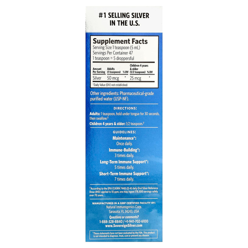 Sovereign Silver, Bio-Active Silver Hydrosol™, пипетка, для ежедневного приема и поддержки иммунитета, 10 част./млн, 236 мл (8 жидк. унций)