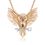 Подвеска «Сова» из комбинированного золота с эмалью