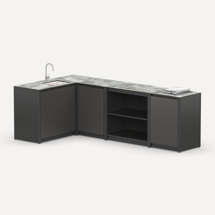 Угловая уличная кухня Lounge C-115SP, 2.7x1.5 м, черный/серый каспий