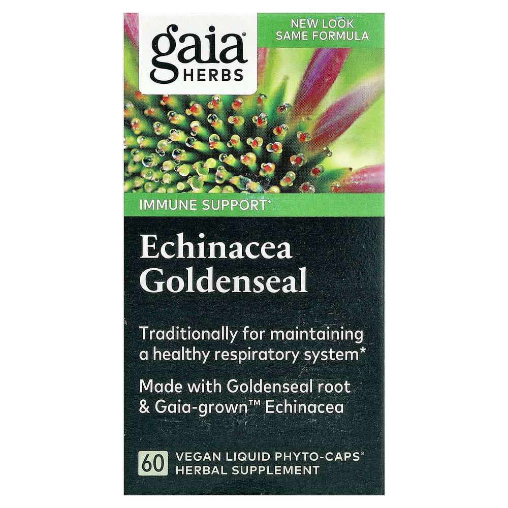 Gaia Herbs, эхинацея и желтокорень, 60 веганских жидких фито-капсул
